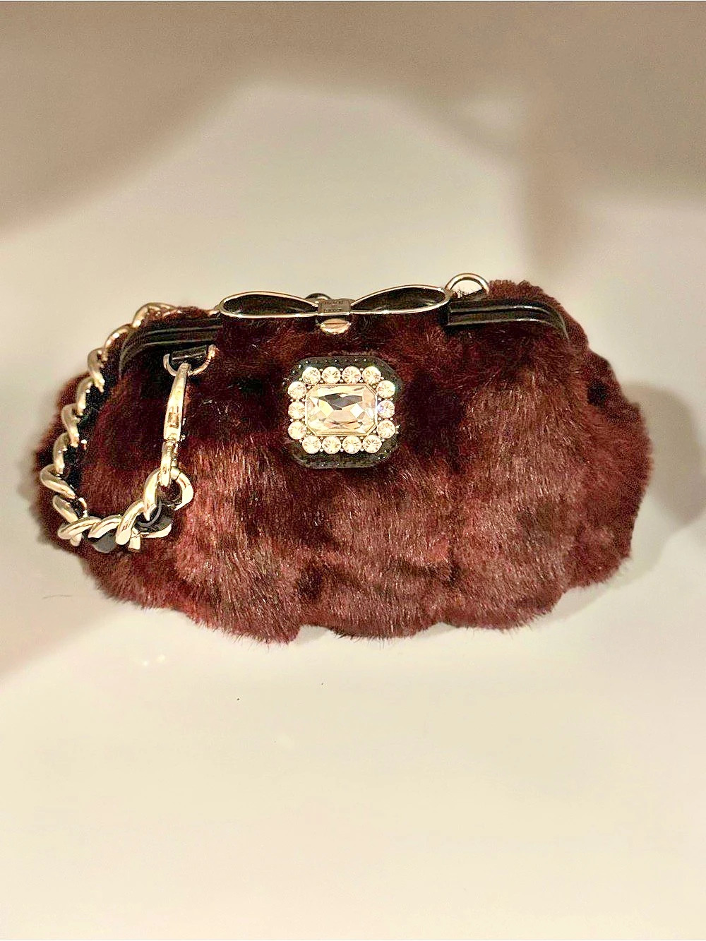 My Flat In London As Charles Queen Fur Clutch in Brown & Black Like New